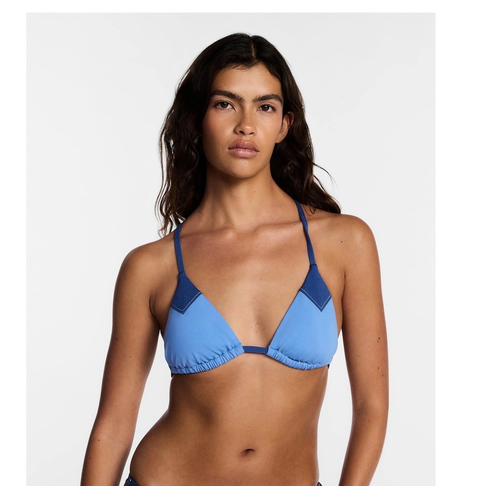 Lee Denim Triangle Top Womens S Blue New Kacey Musgraves Collab Bikini